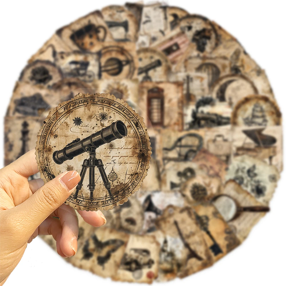 10/30/50pcs Cool Vintage Labels Decoration Stickers Manuscript Graffiti Decals for Stationery Laptop Phone Retro PET Sticker Toy