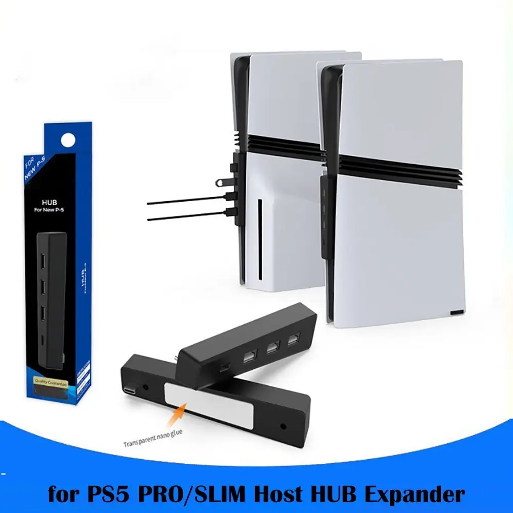 4 Ports USB 2.0 Hub High-Speed Portable USB Port Expander Saving Space Slim for PS5 PRO/SLIM Disc and Digital Edition