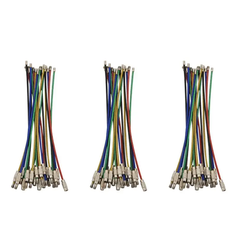 A36T-60Pack Colored Nylon Coated Stainless Steel Wire Keychains 2Mm 6 Inches Aircraft Cable Key Ring Loops