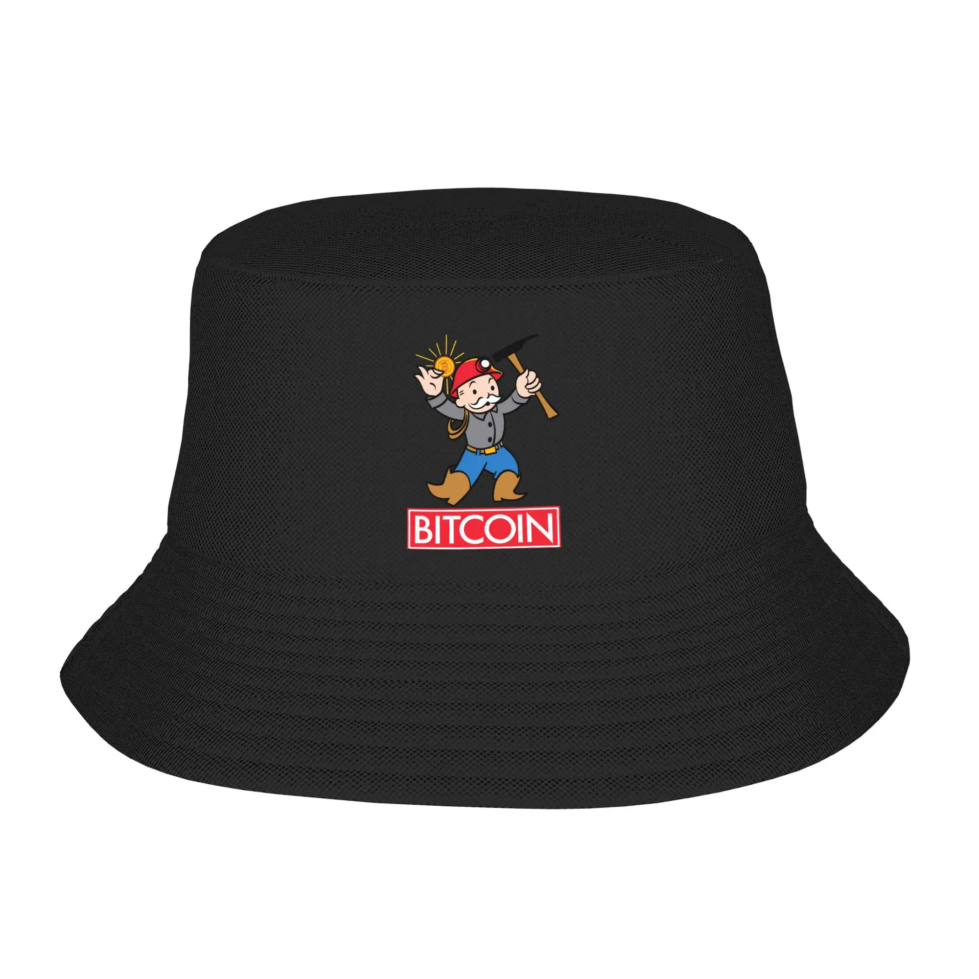 Bitcoin  BTC Bucket Hat  Harajuku Fisherman Caps For Couple Casual Hunting Sun Hats Personality Pattern Cap