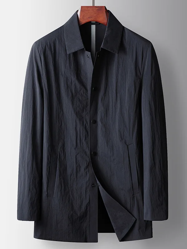 

Men's Casual Thin Coat 2025 New Sle Spring Autumn Flip Collar Busin Men's Wear Outdoor Windproof Nylon Polyester Blend
