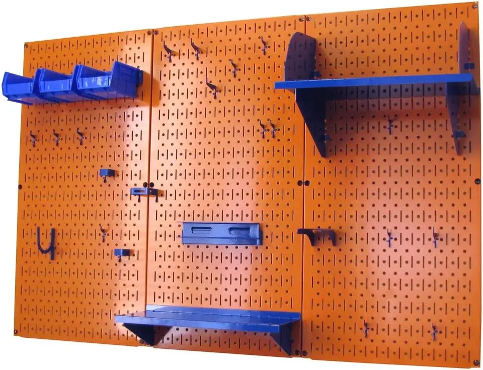 Pegboard Organizer Wall Control 4 ft. Metal Pegboard Standard Tool Storage Kit with Orange Toolboard and Blue Accessories