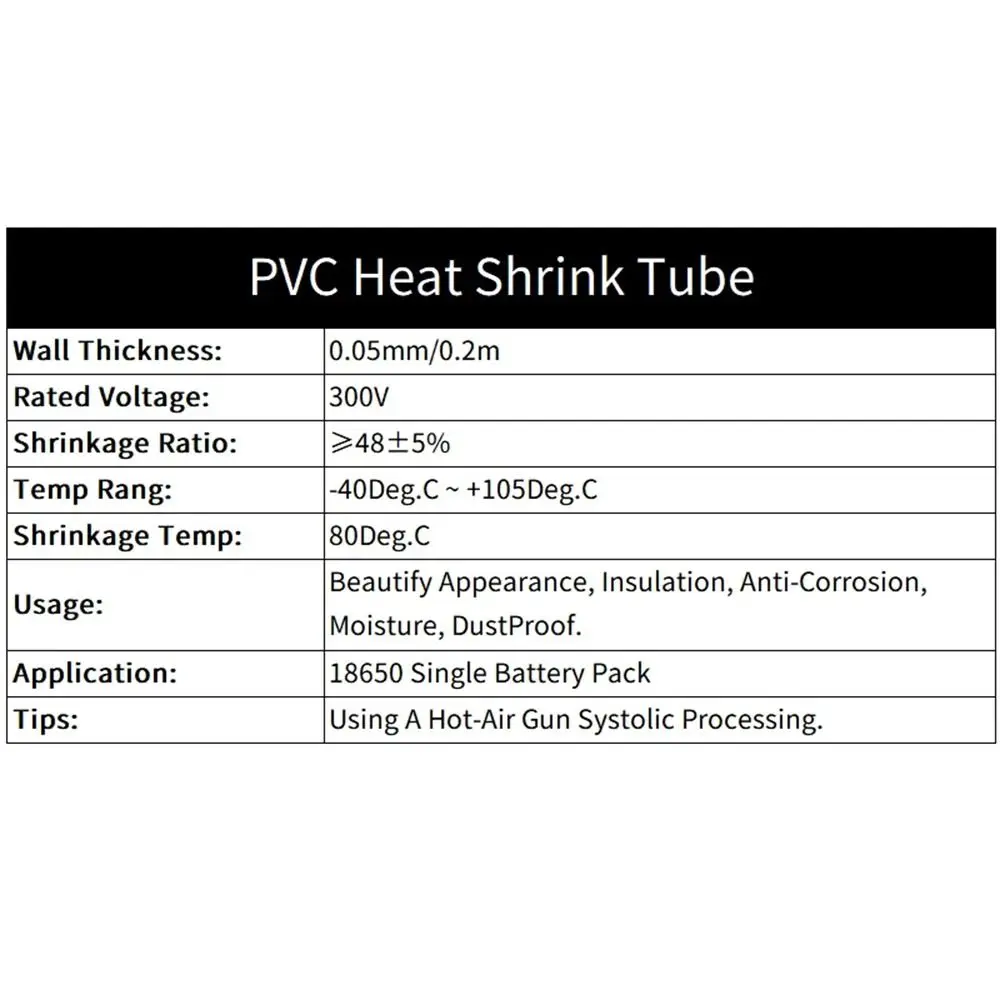 1Meter/Pack Durable Li-ion Wrap Heat Shrink Tube PVC Multi Sizes Shrinkable Film 70-200mm Width 18650 Battery Pack Tape Sleeves
