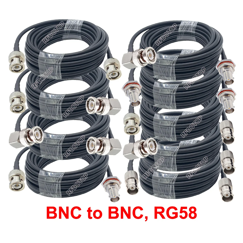 Q9 BNC to BNC Male Female Connector Crimp 50Ω RG58 Coax Cable Extension Pigtail 10CM-18M Q9-BNC-50-3 Radio Antenna RF Jumper