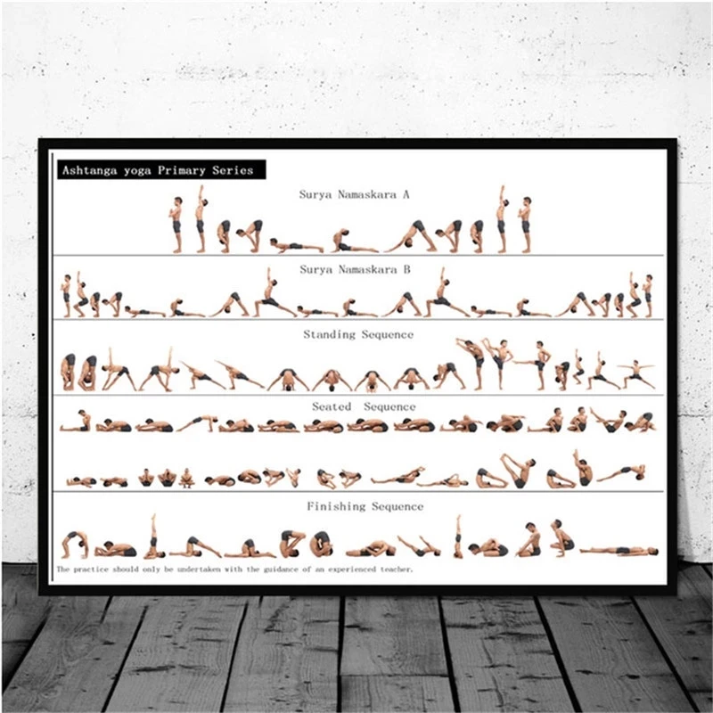 Ashtanga Chart Posture Health Poster Home Workout Gym Yoga Wall Art Canvas Painting Picture Living Room Decorative Painting