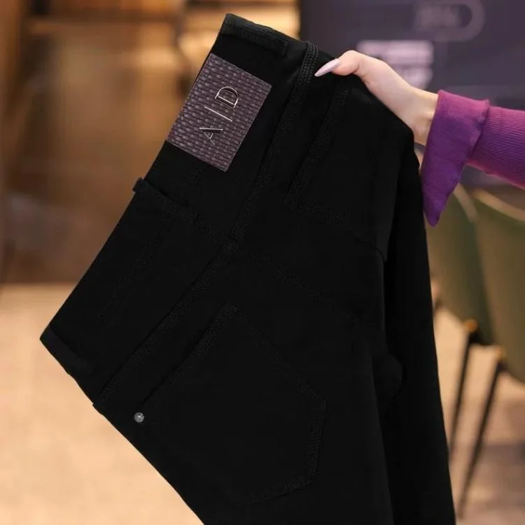 

Мужские модные прямые джинсы с эластичным поясом, из смесового хлопка и полиэстера, на флисовой подкладке, осенне-зимние, новые, нелиняющие