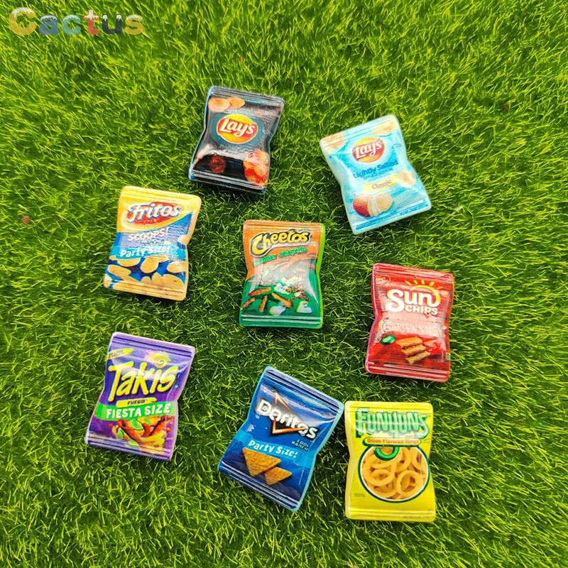 10 Stuks Poppenhuis Simulatie Chips Poppenhuis Mini Snack Voedsel Decoraties Poppen Huis Accessoires Doen Alsof Spelen Speelgoed