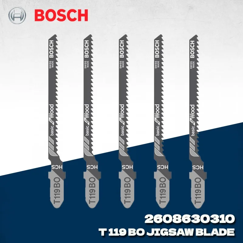 БОШ 2608630310 Полотно для лобзика T119BO, 5 шт., для дерева, мягкой фанеры, профессиональное полотно для лобзика Bosch, аксессуары для электроинструментов БОШ 2608630310 Полотно для лобзика T119BO, 5 шт., для дерева, мягкой фанеры, профессиональное полотно для лобзика Bosch, аксессуары для электроинструментов