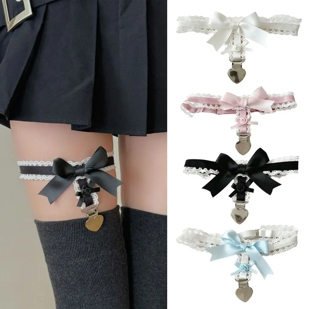 Sexy Lace Leg Garter Black Bow Rose Heart Garter Belt Thigh Jewelry For Girl