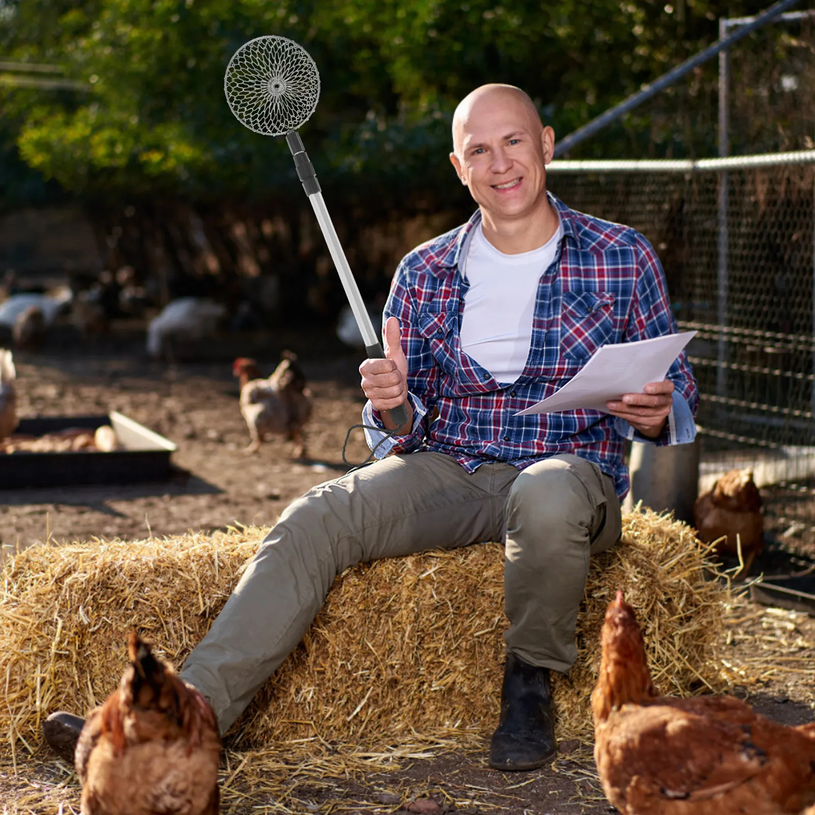 Chicken Egg Grabber Tool Extendable 44-75Cm with Non-Slip Handle Long Reach Basket Egg Collection for Poultry Farming