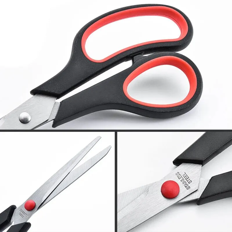 Stainless Steel Scissors Student Stationery Scissors Household Multi-Function Office Paper Cuttings Thread Cutting Head Scissors