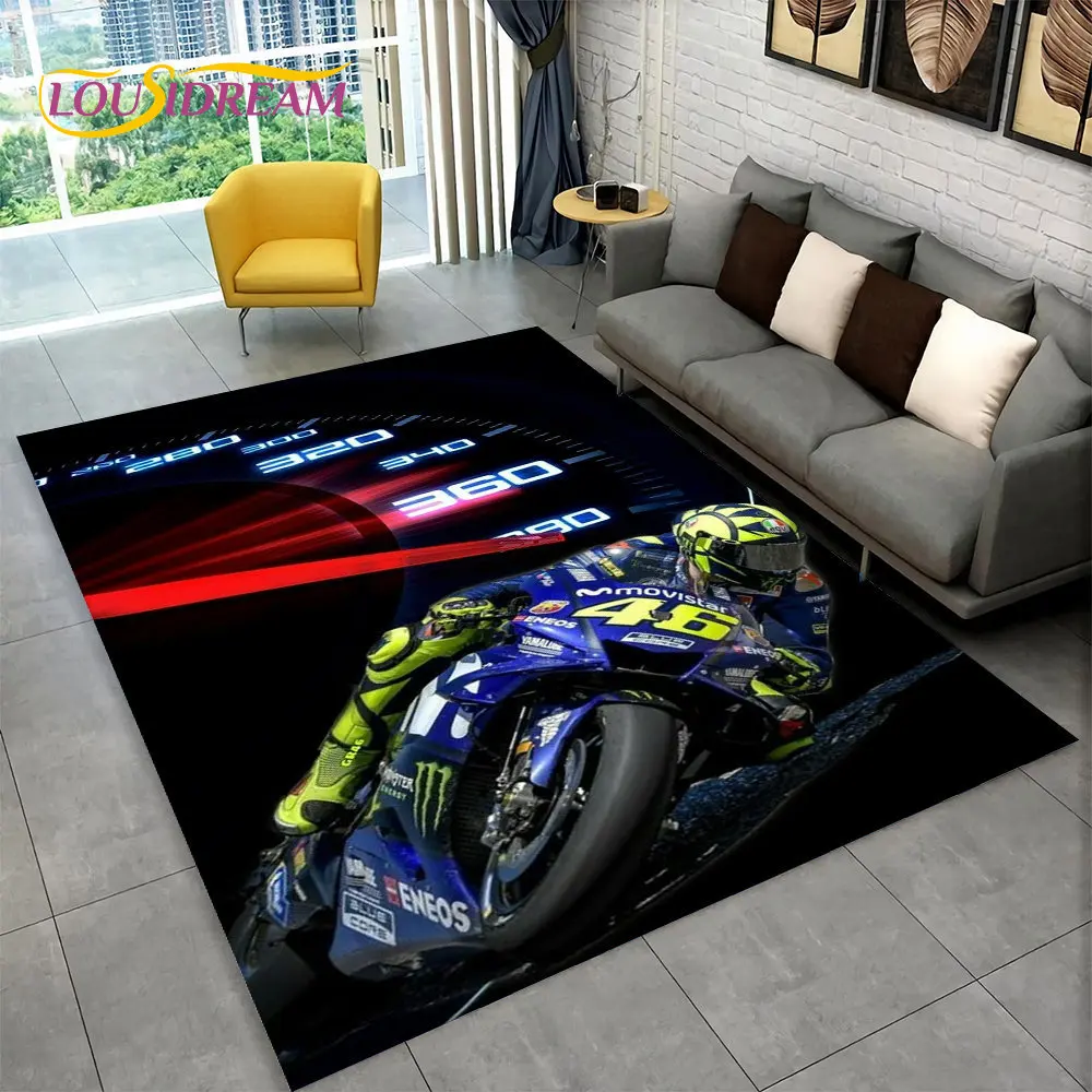 Alfombra grande 3D para el área de carreras de motocicletas, felpudo antideslizante para el hogar, sala de estar, dormitorio, sofá, decoración,