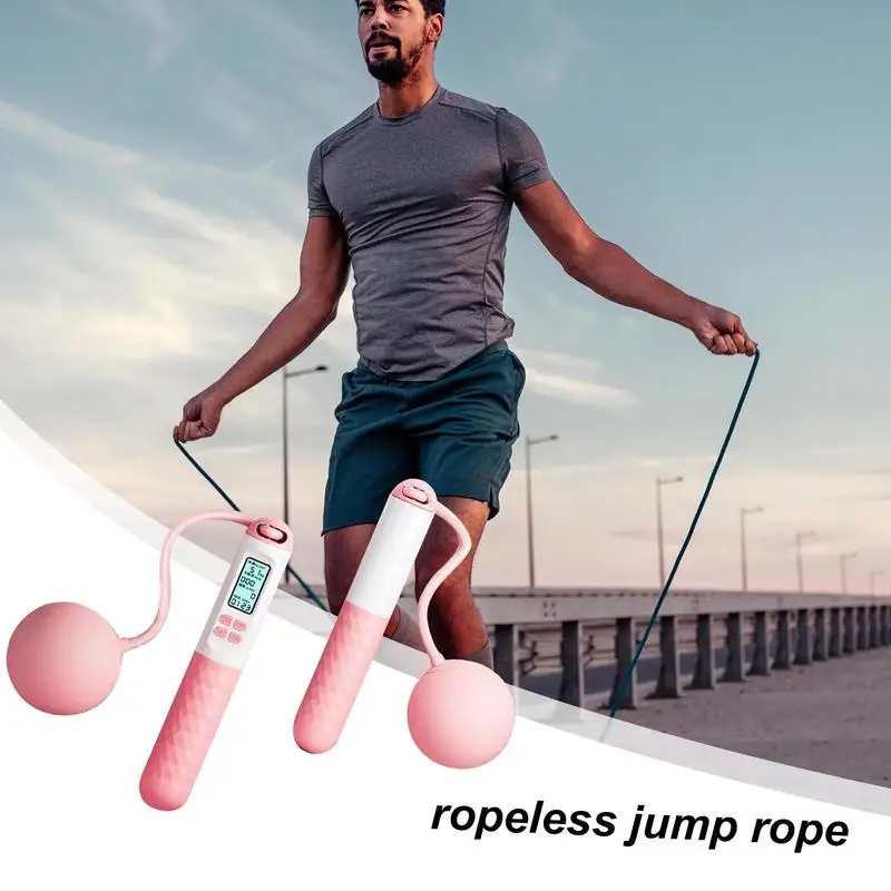 Ropeless Jump Rope Weighted Fitness Exercise Training Jump Rope Digital Counting Jump Rope Ball-Weighted Jump Rope For Men Women