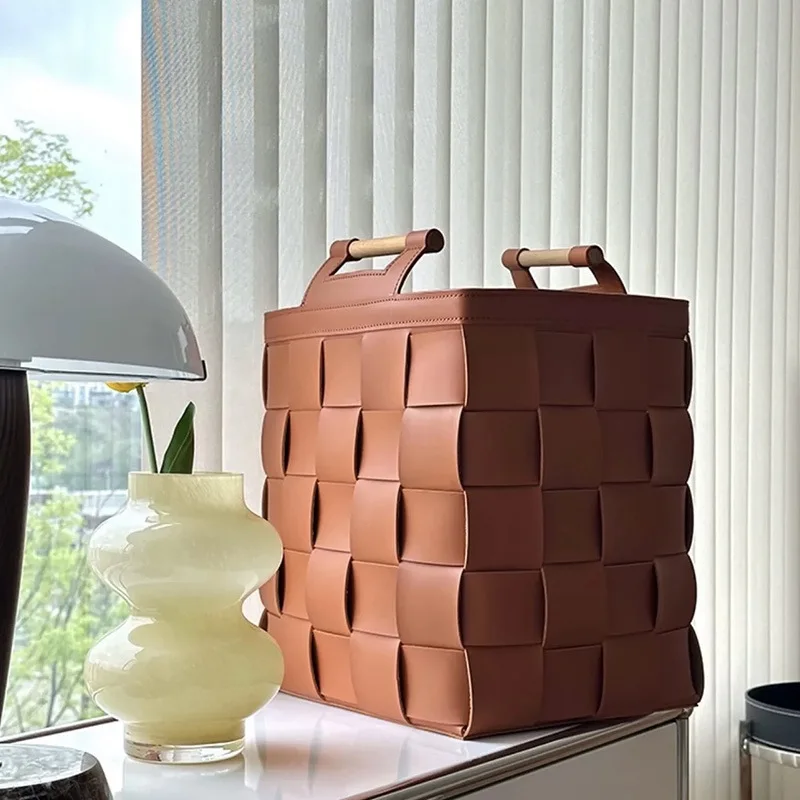 American leather handmade woven basket portable dirty clothes basket bedroom clothing living room toy sundries storage basket