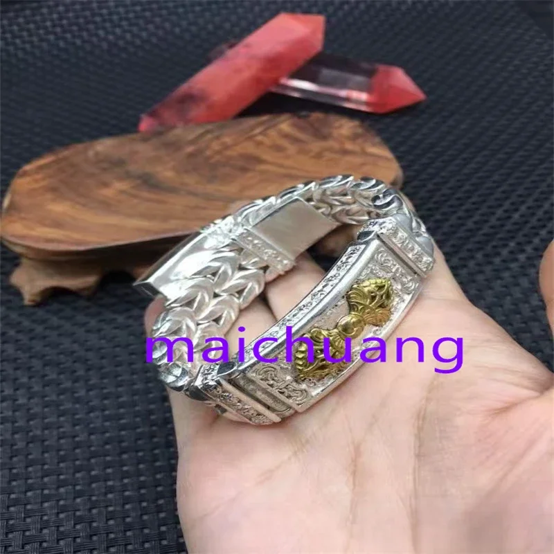 Mai Chuang/ Tibetan Silver Inlaid Brass Bracelet Fashionable Bangle Personalized Jewelry Exquisite Workmanship Couple Gift