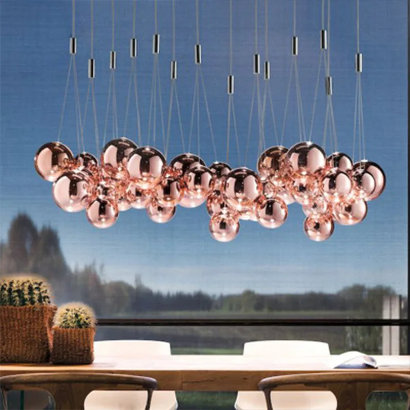 Lustre à bulles nordique coloré, éclairage de décoration artistique et à la mode pour salon, Restaurant, Bar, lumières LED circulaires en verre