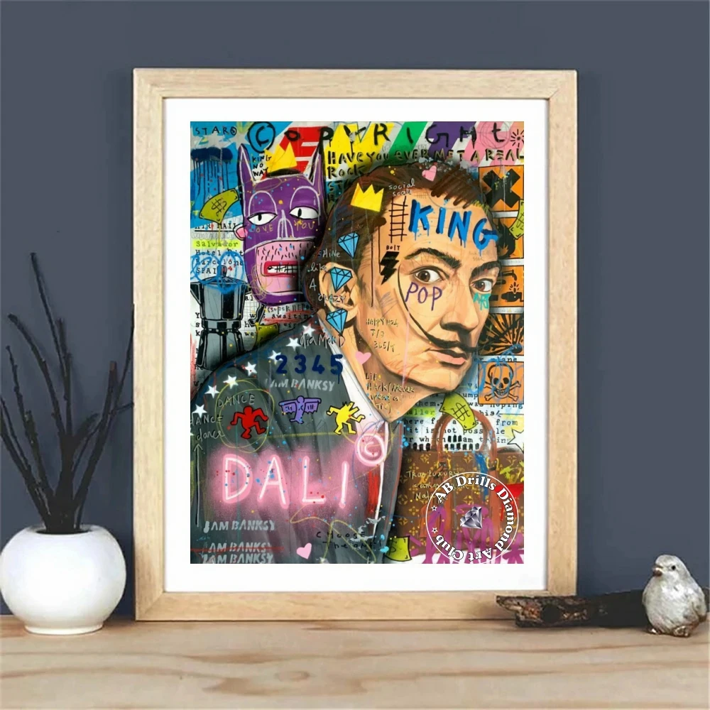 Abstract Salvador Dali Graffiti 5D DIY AB Drills Diamond Painting Embroidery Cross Stitch Kits Art Handmade Room Decor Gift