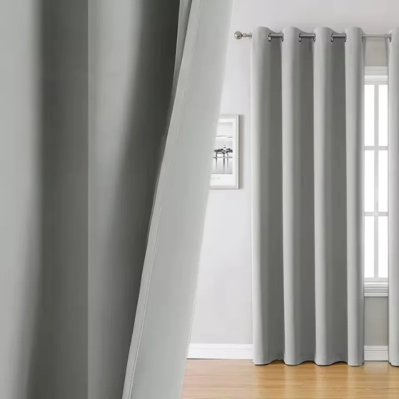 Blackout Thermal Curtains with Metal Ring Noise Reduction Drapes for Bedroom Balcony Window Living Room Thickened Privacy Shades