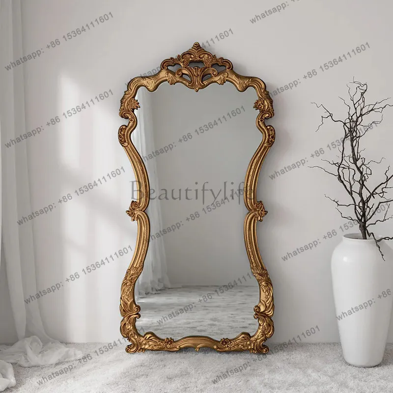 LS French carved full-length mirror irregular design sense high value clothing store full-body floor mirror