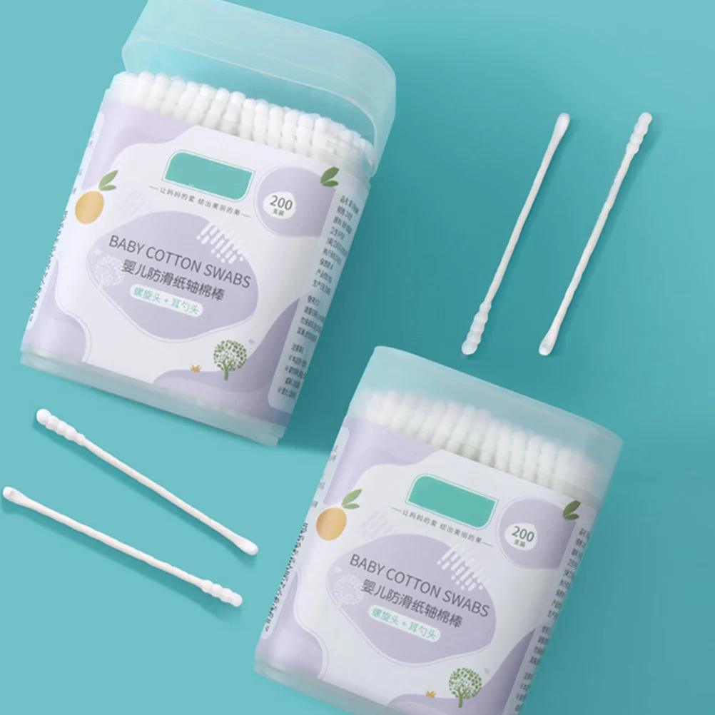 

2 Boxes Baby Cotton Swabs Dual Head Friendly For Newborn Care Makeup Removal Cleaning Ear Eyes Nose Multifunction