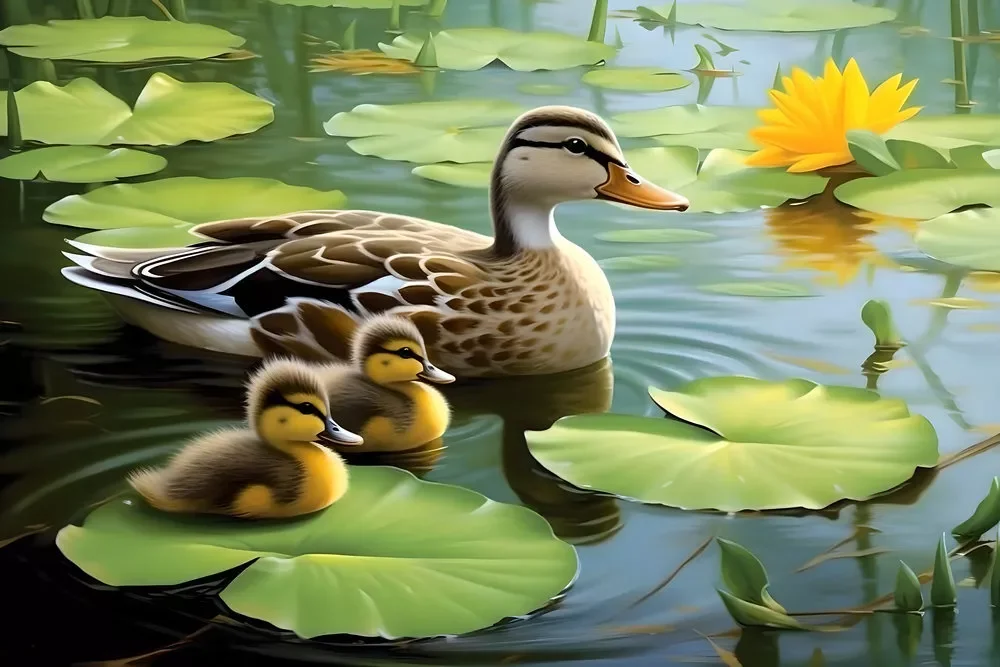 

Ducks Pond Gift Art Picture Print Silk Poster Living Room Decor Home Wall