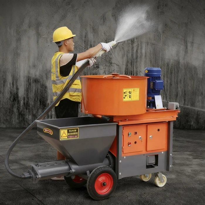 380V Wet Mixer Wall Cement Mortar Plaster Pump Sprayer Automatic Rendering Machine 711 Portable Screw Mortar Spray Machine Trade