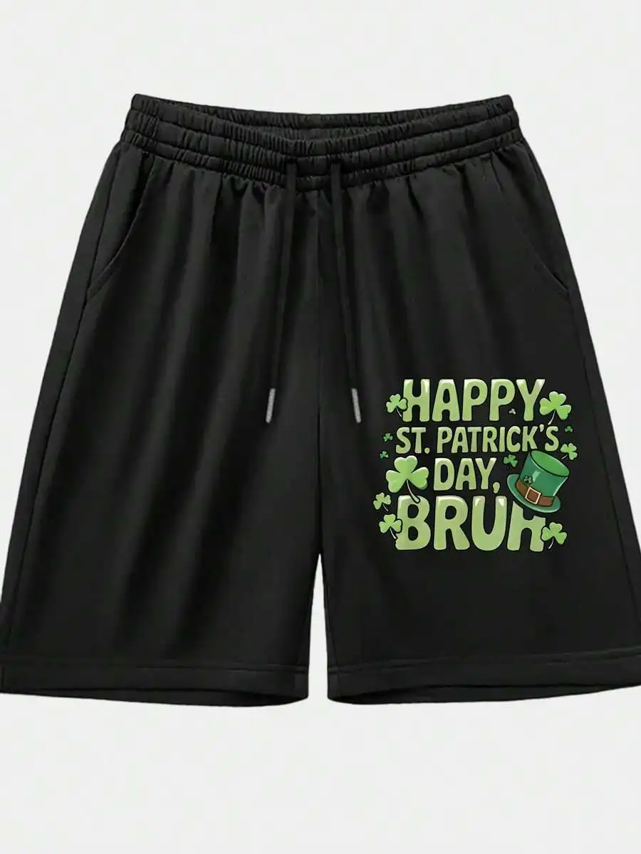 

Mens Casual Shorts With Drawstring And Pockets, St. Patricks Day Print, Summer Outdoor Fitness Shorts