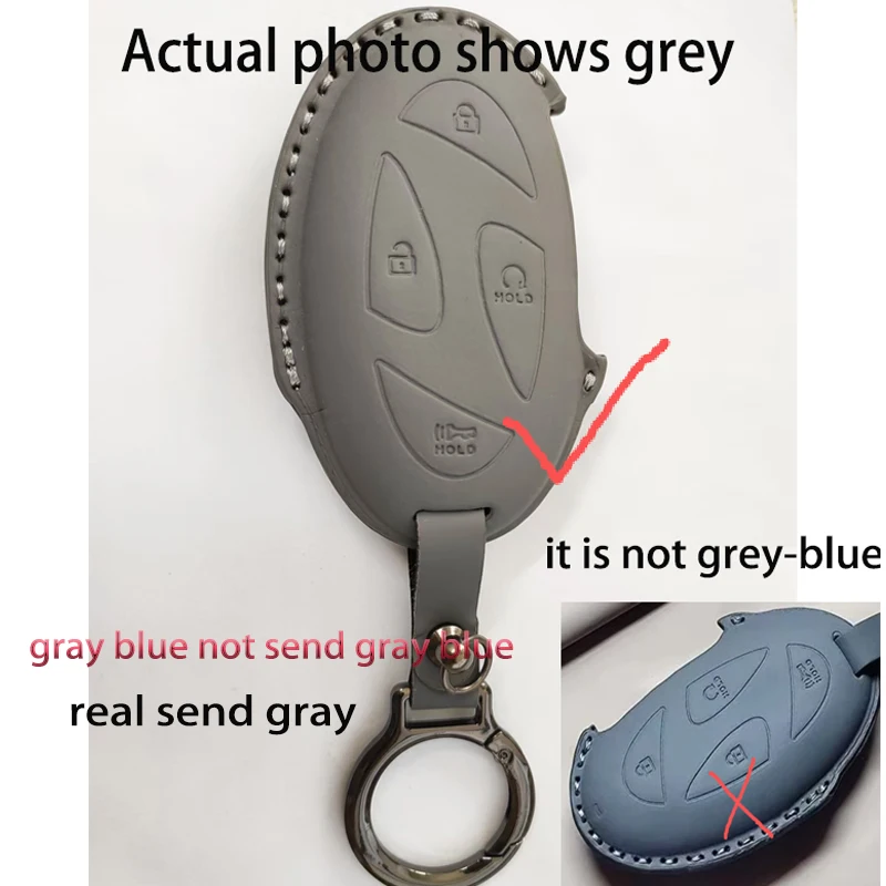 ICAR Leather for Hyundai Grandeur GN7 Kona Ev 2023 Ionic 6 Key Case 5 7 Button Remote Car Key Cover Fob Keychain Accessories