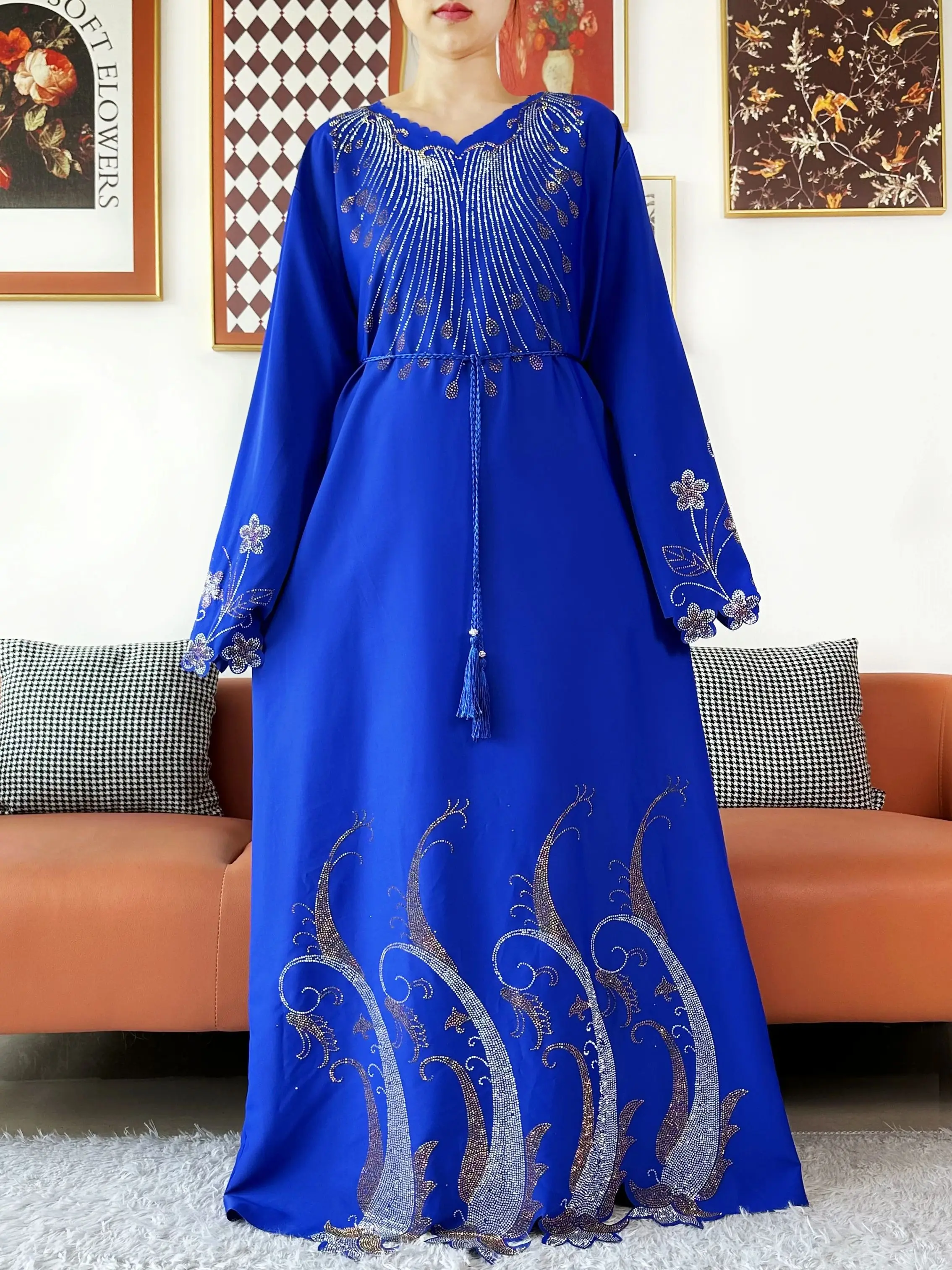 Sukienka muzułmańska Dubai Diamond 2025 Fashion, elegancka, skromna, arabska, damska, hidżab, długi rękaw, szyfonowa abaja, odzież islamska turecka