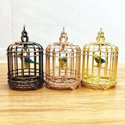1:12 Micro Landscape Dollhouse Miniature Furniture Metal Bird Cage For Dollhouse Decor Dollhouse Birdcage Home Decoration Toys