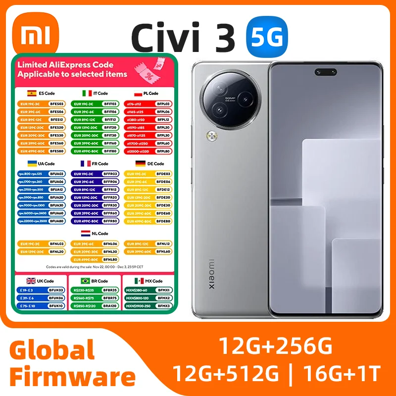 Xiaomi Civi 3 5g SmartPhone CPU Dimensity8200-Ultra 6.55" OLED 120hz Screen 50MP Camera 4500mAh 67W Charge Original Used Phone