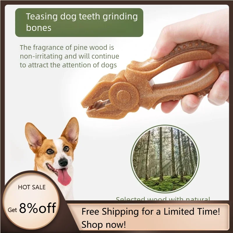 

High Quality Wood Blend Brush Shape Chew Toys Baking Soda Compressed Dog Chew Toy with Eco-Friendly Pliers Design Reinforced