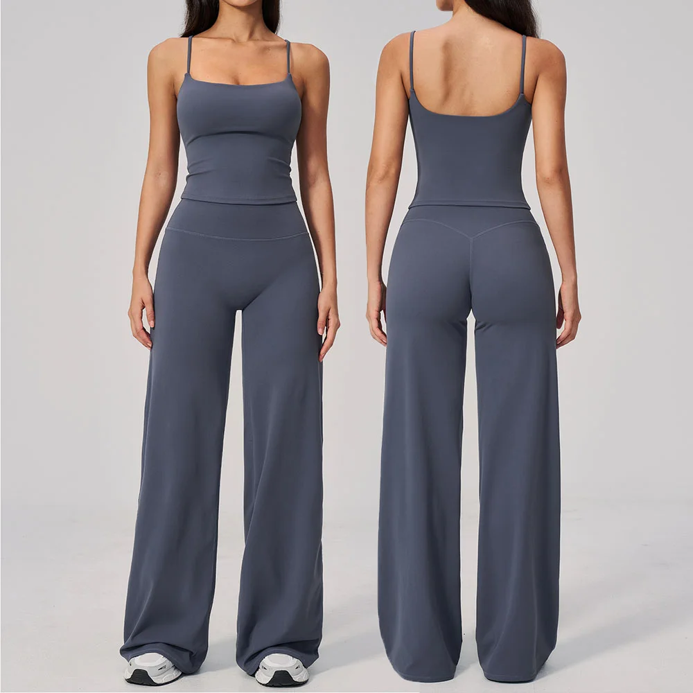 Yoga Suit 2PCS Women Tracksuits Workout Clothes Quick-Drying Suits Gym Shockproof Vest High Waist Flared pants Set Fitness Suit