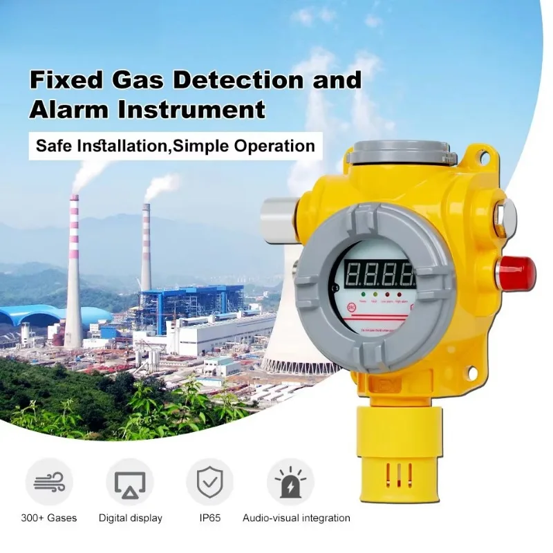 Wall-mounted point   leakage , toxic   , sound and light alarm
