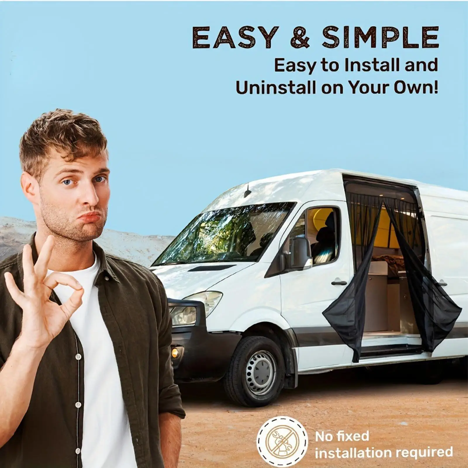 

Магнитный дверной экран для автофургона, магнитная сетка для защиты от мух, сменная сетка для боковой двери автофургона, защитная сетка от мух для кемпинга, приключенческой дороги на открытом воздухе