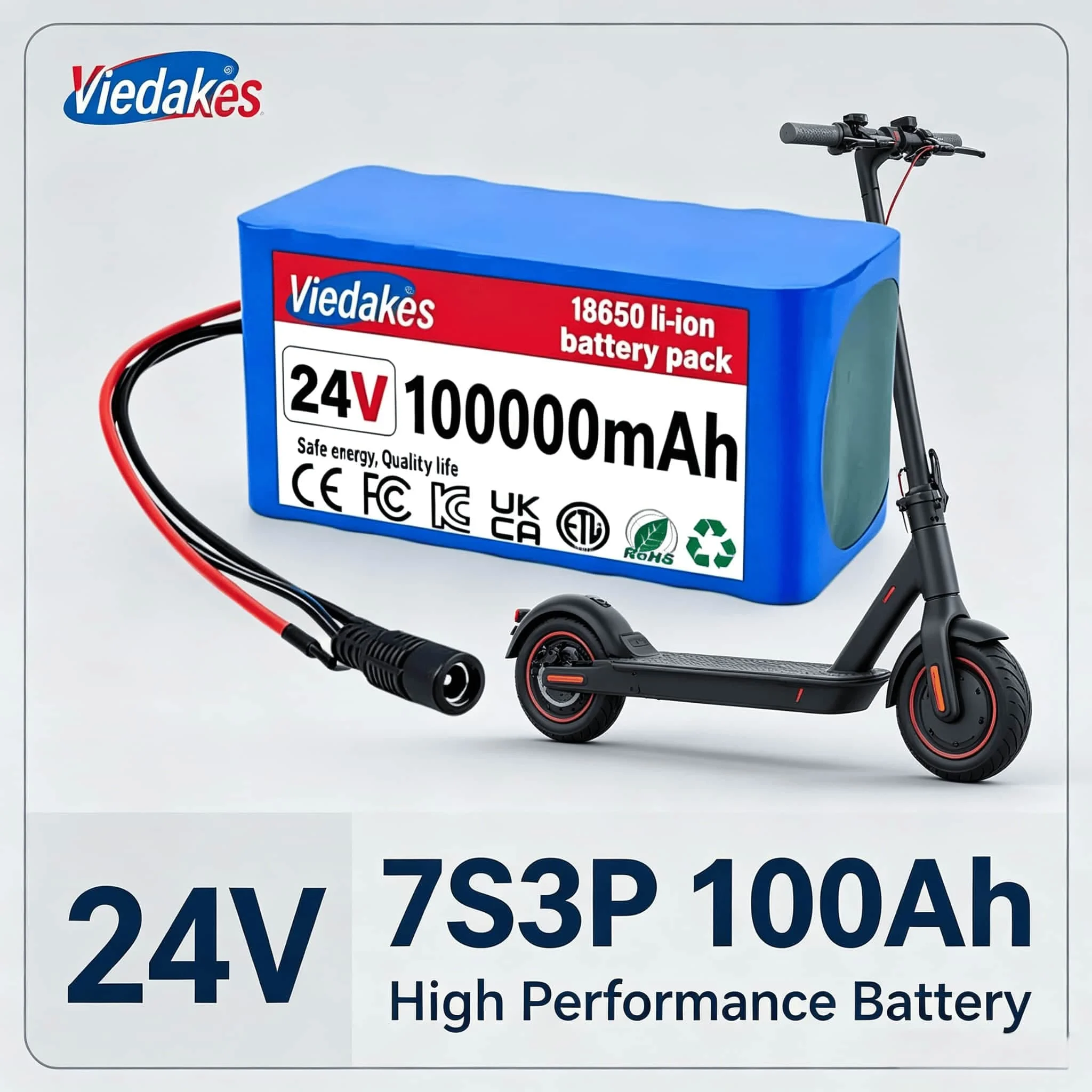 21700 24V 80Ah Lithium Battery, Free 29.4V Charger, Ideal for Security Monitor and Outdoor Power Supply