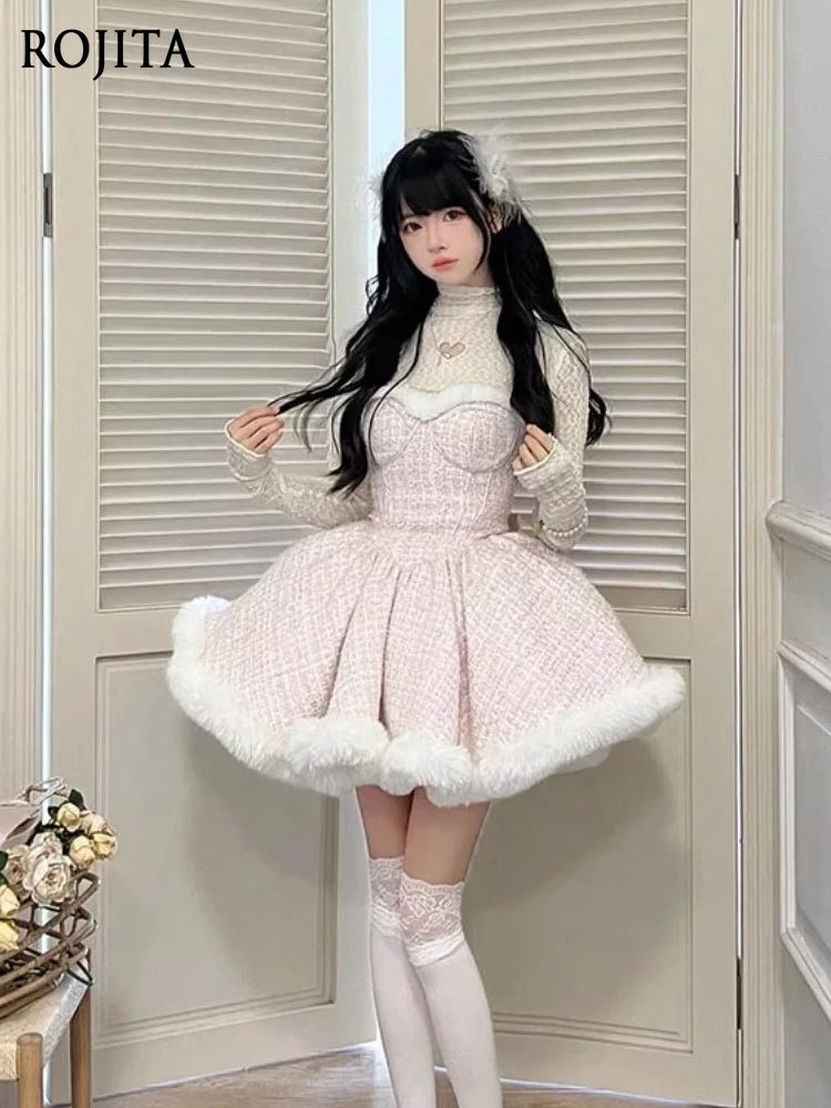 

French Style Christmas Strapless Dress for Women Autumn Winter Birthday Princess Dress Elegant Socialite Dress for Women