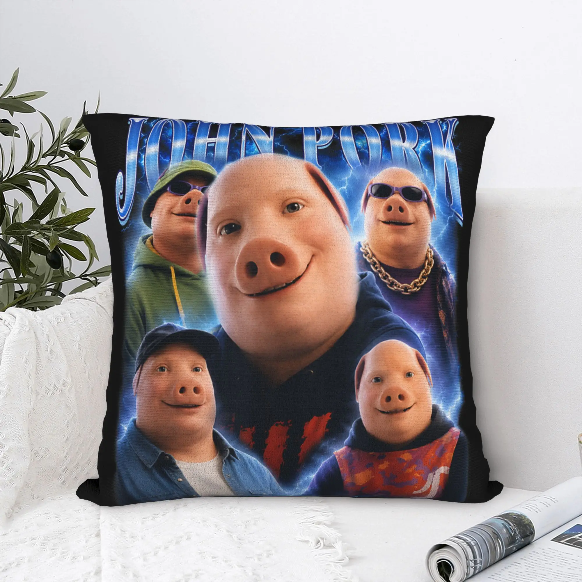 Pillow Case Funny John Pork Meme Vintage John Pork Bootleg Comfy  Pillow Cover For Sofa Bedroom Home Decor Novelty Pillowcases
