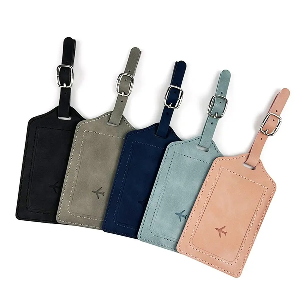 Fashion Leather Luggage Tag Travel with Signature Paper Baggage Label Portable Universal Boarding Tags Men Women