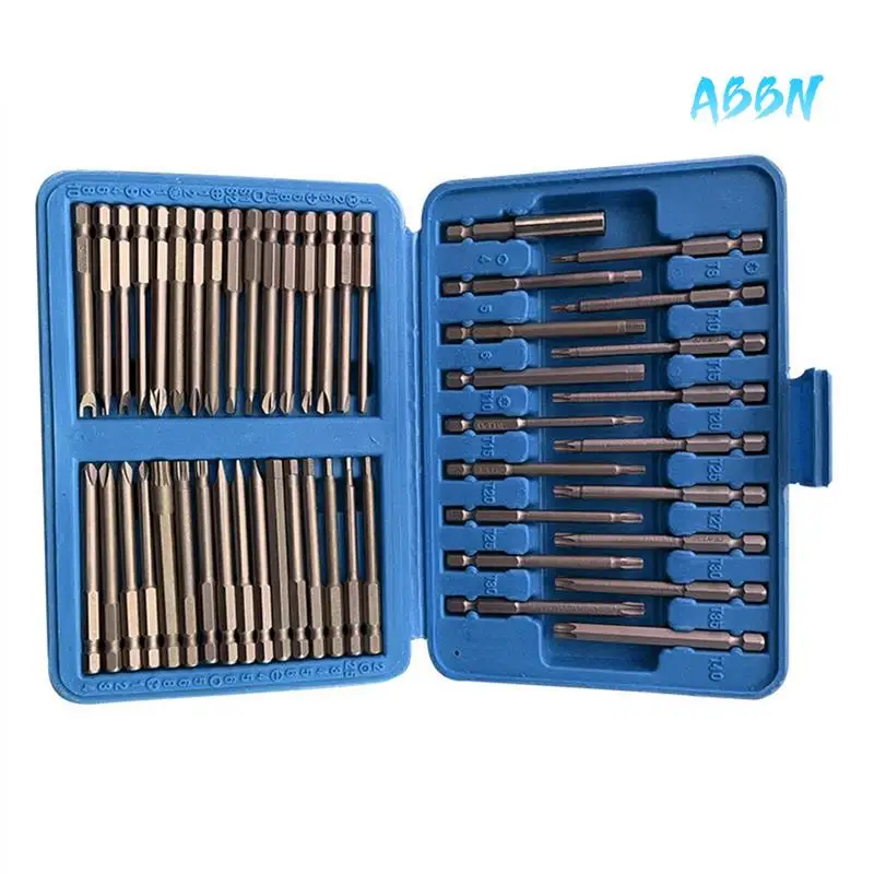 

ABBN-50Pcs Extra Long Reach Bit Set 75Mm Security Screwdriver Bits Star Hex Square Spanner Bit