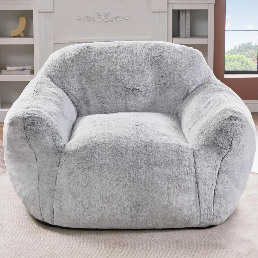 Adult-Sized Spacious Bean Bag Chair with Giant Cushion and Armrests
