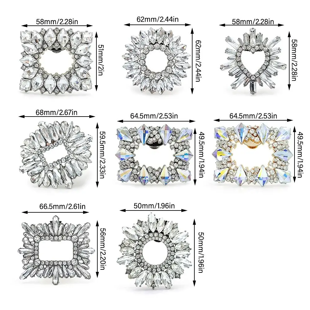 유리 크리스탈 신발 장식 클립 클램프, 라인석 웨딩 신부 가방 장식 버클, 탈착식 하이힐 반짝이 클립, 1 개