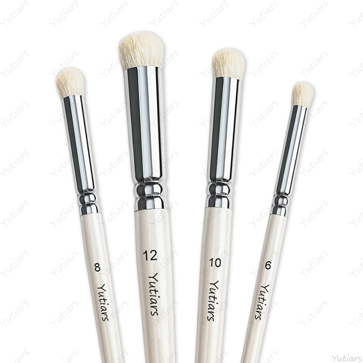4PCS Wool Paint Brush Set Soft Round Mop Brushes Sizes 6 8 10 12 for Watercolor Gouache Acrylic Painting Art Craft Supplies