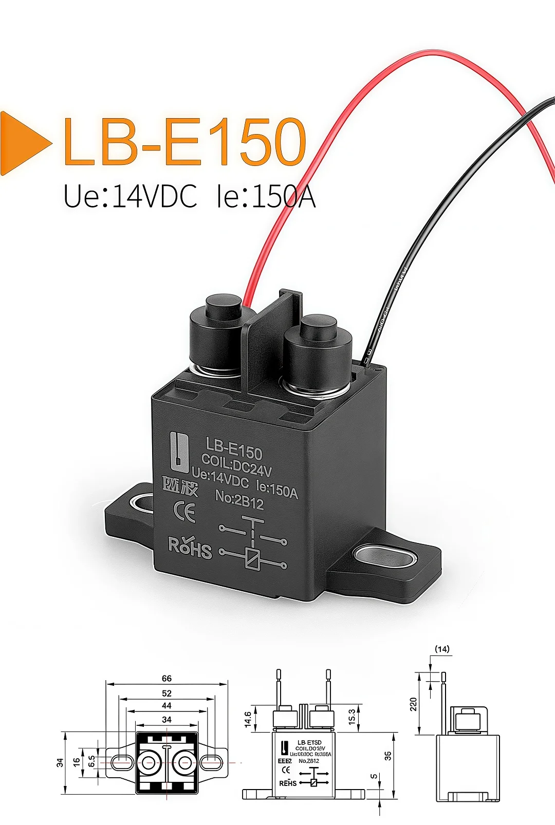 LANBOO Neues Produkt 150A Auto-Relais 12V/24V, Hochstrom-Autostarter-Relais, Auto-Leistungsrelais – Detail 5