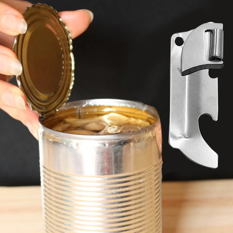 (BF06)Foldable 2 In 1 Polished Stainless Steel Finish with The Utili-key Multi-function Can Opener Mini Opener kitchen accessory