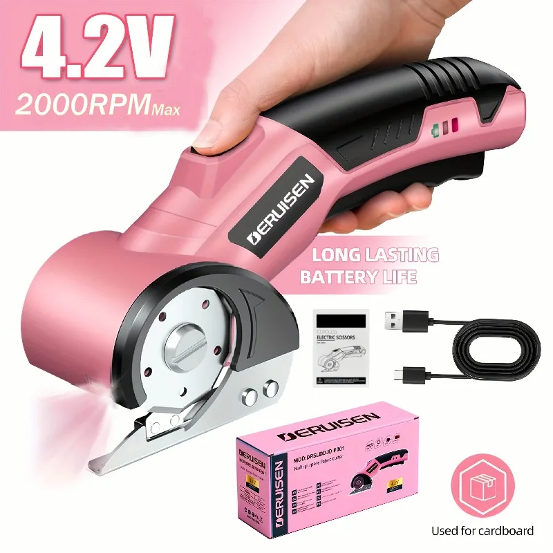 

Electric Scissors, Rechargeable Via USB With A Lithium Battery, Featuring A Safety Lock And An Ergonomic Non-Slip Grip, Ideal For Cutting Cardboard, Fabric, Leather, And Clothing, Perfect As A Gift For Birthdays And Valentine'S Day