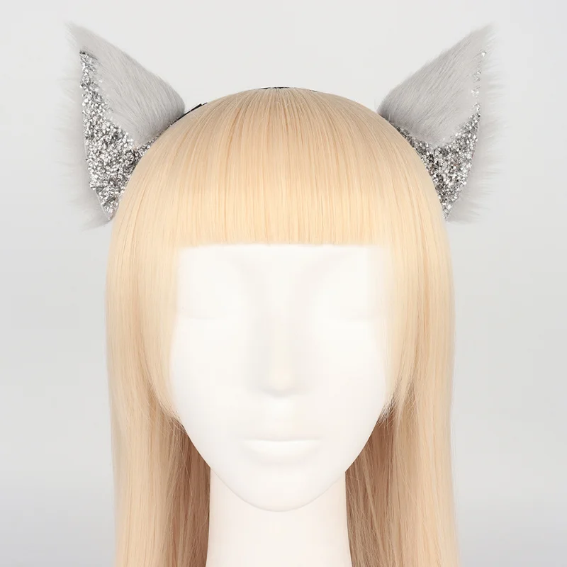 Anime Fox Ears Headband Kawaii rhinestone Fox Ears Headdress Hair Accessories JK Girl Halloween Party Cosplay Props Hair Hoop