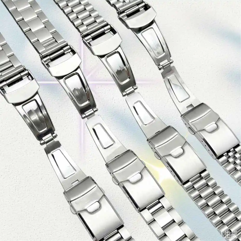 Jubiele 20mm 22mm SKX007 Stainless Steel Silver President straight Curved End Oyster Watch Strap Band Fits for SKX007 009 Watch