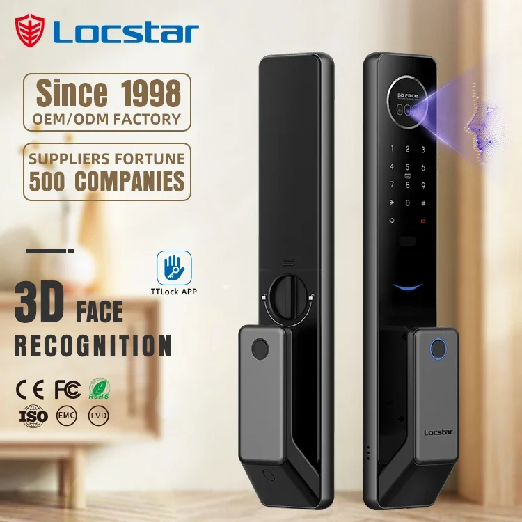 

Locstar New 3D Face Recognition Fingerprint Smart Card Password Pull And Push Handle Smart Door Lock