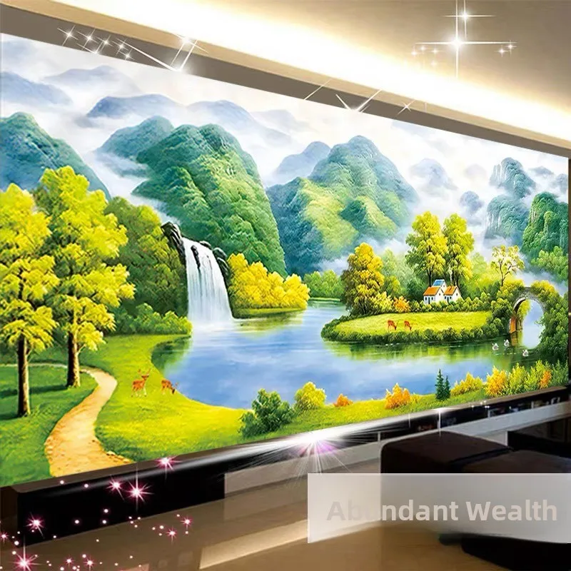 

Набор для вышивания крестиком большого размера: «Богатый дом, источник изобилия и процветания» – для гостиной, в высококлассном китайском стиле